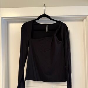 Anthro Black Twist Shoulder Top